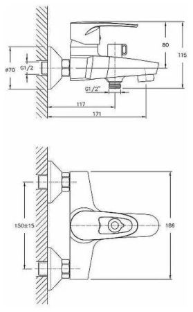 Смеситель для ванны D-Lin D130422, хром