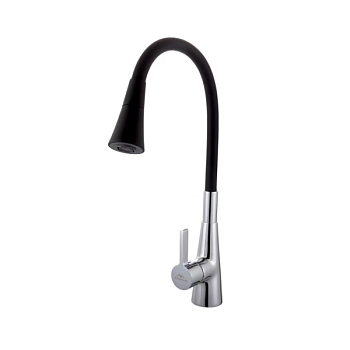 Смеситель для кухни с гибким изливом FASHUN A4153+B14, хром/черный