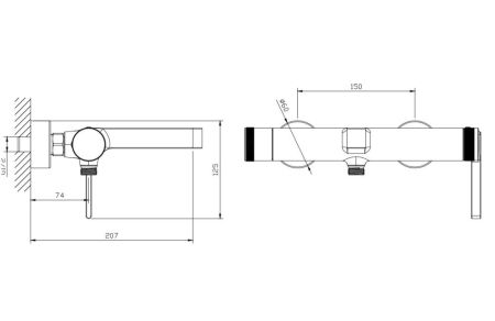 Смеситель для ванны с душем DQ Bonn короткий излив черный (DA1703205), артикул DA1703205