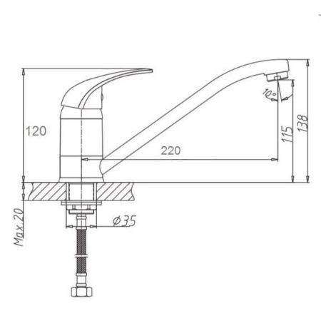 Смеситель для кухни D-Lin D152410, хром