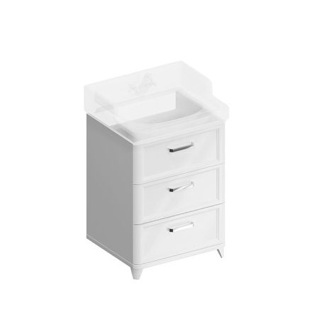 Kerama Marazzi Тумба POMPEI напольная с 3 ящиками 60, белая глянцевая, артикул PO.N.60.3\WHT