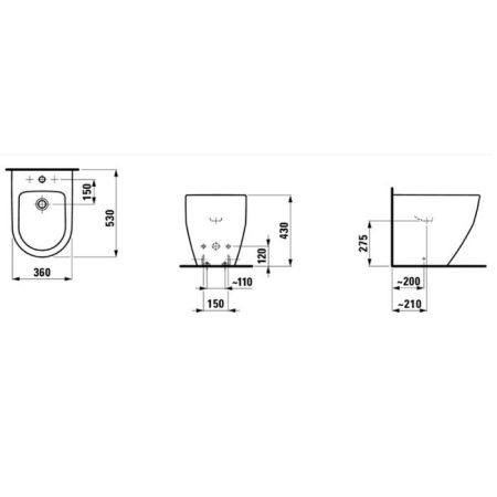 Laufen Pro Биде напольное 56x36x43 см, с 1 отв. под смеситель,  цвет: белый, артикул 8.3295.2.000.302.1