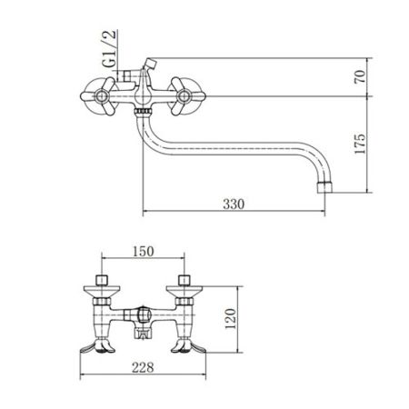 Смеситель для ванны FASHUN A2212-2, хром, артикул A2212-2