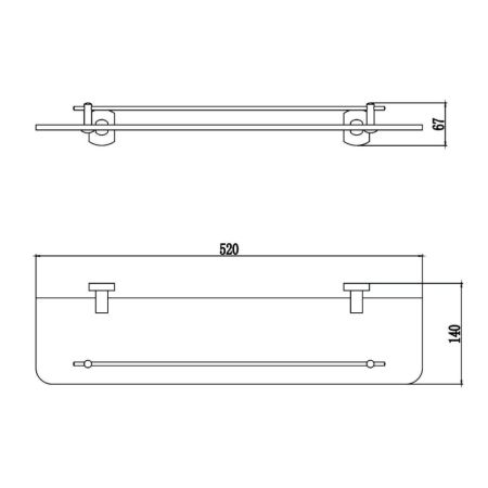 Полка стеклянная Savol S-009991, хром, артикул S-009991