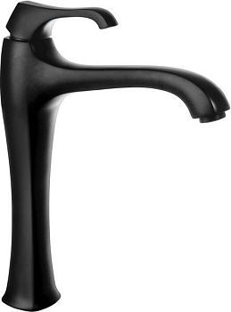 Emmevi Ares, высокий однорычажный смеситель для раковины (излив 21,6 см), с донным клапаном click-clack, цвет черный матовый
