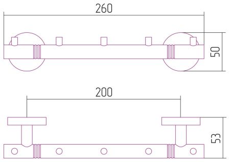 Полотенцедержатель, Сунержа, КАНЬОН, с 5-ю крючками, ширина, мм-260, глубина, мм-53, высота, мм-50, тип установки-настенный, материал-нержавеющая сталь, крепления в комплекте, цвет-флок белый, артикул 53-3000-1005