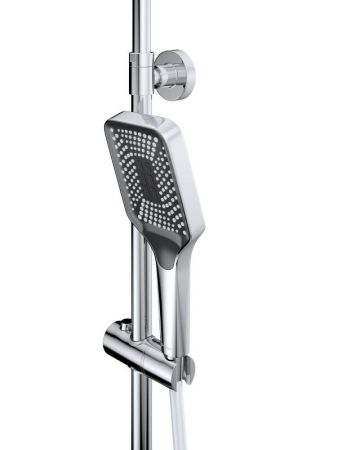 DUE Душевая стойка со смесителем и изливом, оружейная сталь DUE-VSCM-GM, артикул DUE-VSCM-GM