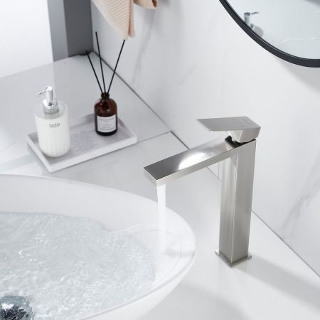 Смеситель для раковины высокий Shevanik S7011L, сатин