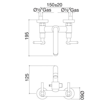 Bongio T Lever Смеситель для ванны, цвет хром, артикул 31536CR0D