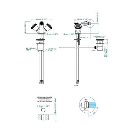 THG HIRONDELLES Смеситель для биде на 1 отверстие, двухвентильный, с донным клапаном, цвет хром