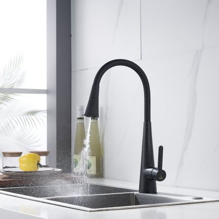Смеситель для кухни с гибким изливом и режимом "душ" Rose R213H, черный