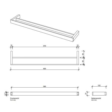 Decor Walther Contract Полотенцедержатель 60см., подвесной, двойной, цвет: черный матовый, артикул 0650960