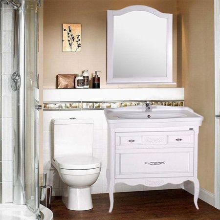 Тумба под раковину ASB-Woodline Модерн 85 Белый патина серебро, артикул 11247