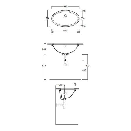 Simas Lft Spazio раковина встр. под столешницу 66х39см, цвет белый
