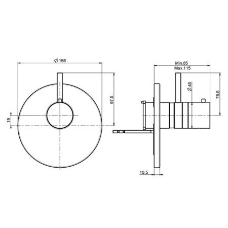 FIMA|Carlo Frattini Fimatherm Смеситель для душа встроенный, термостатический, внешняя часть, цвет хром FIMA|Carlo Frattini Fimatherm Смеситель для душа встроенный, термостатический, внешняя часть, цвет хром