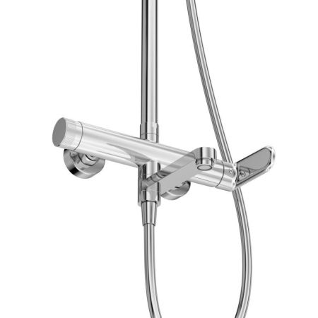 STYLUS-CVD-01 Душевая стойка со смесителем и изливом, хром, артикул STYLUS-CVD-01