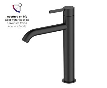 AQG Urban, высокий однорычажный смеситель для раковины без донного клапана, цвет черный матовый
