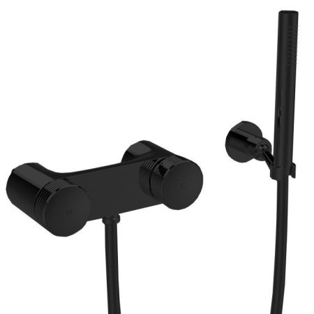 Fima Carlo Frattini Texture Collection Смеситель для душа, настенный, с ручным душем, цвет: чёрный матовый, артикул F5605HNS