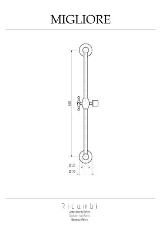 RETRO Штанга душевая, с держателем, бронза, артикул 20176