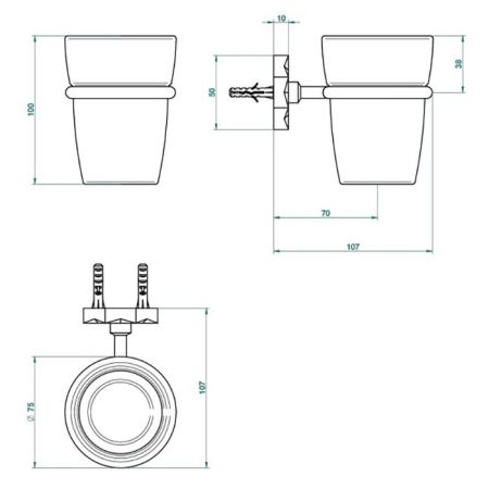 THG NIHAL PORCELAINE IVOIRE Стакан стеклянный, настенный монтаж, цвет Soft gold, артикул U2N-F30-536