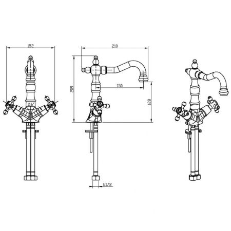 Смеситель для умывальника SATINE хром_Комплект, артикул 272-ST