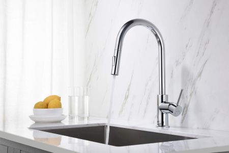 Смеситель для кухни с вытяжным изливом 2 jet AQUATEK AQ1384CR ЕВРОПА