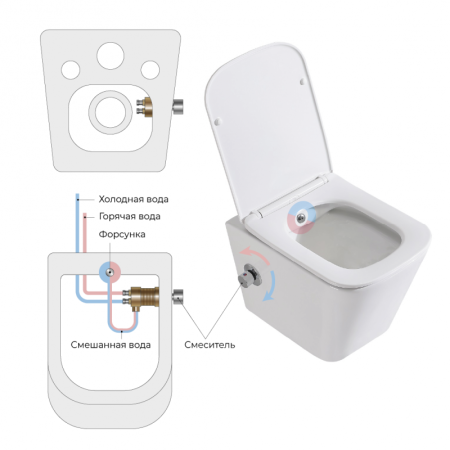 Унитаз подвесной с функцией биде и смесителем BELBAGNO DUE, артикул BB3103CHR-BS/SC