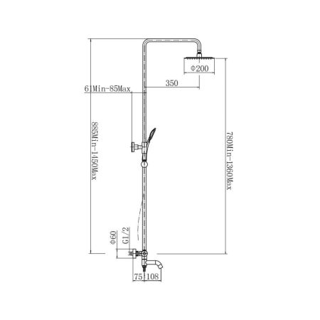 Душевая система с термостатом FASHUN A52426-7, черный