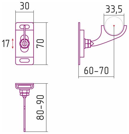 Кронштейн н/ж настенный регулируемый для ДР ЭСТЕТ (Без покрытия)