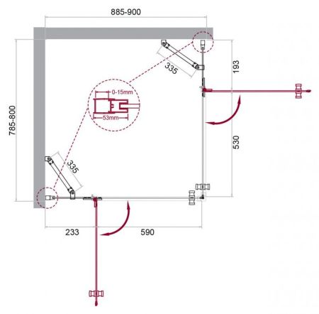 Душевой уголок BelBagno KRAFT-AH-22-100/90-C-Cr-R, артикул KRAFT-AH-22-100/90-C-Cr-R