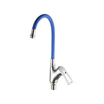 Смеситель для кухни с гибким изливом FASHUN A4466+A7253, хром/синий