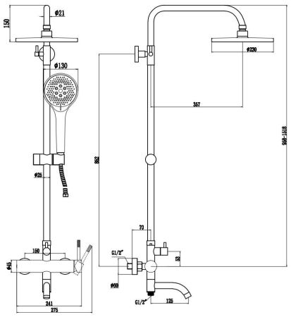Душевая система VODA VST250VSLGold