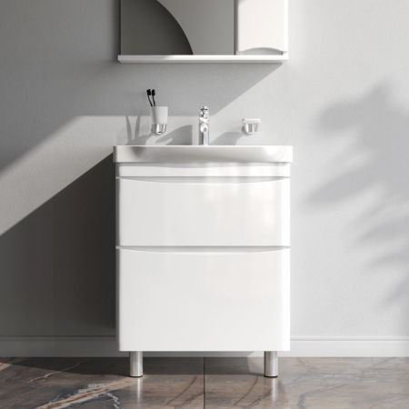 M80FSX0652WG Like, База под раковину, напольная, 65 см, 2 ящика, белый, глянцевая, шт, артикул M80FSX0652WG