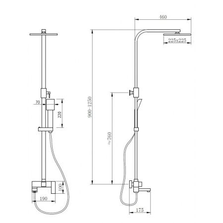 Душевая стойка ABBER Daheim AF8216 с изливом, хром Душевая стойка ABBER Daheim AF8216 с изливом, хром
