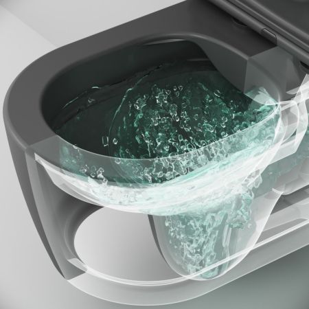 C8F1700MBSC Func подвесной унитаз 49 см FlashClean с сиденьем микролифт, черн мат, артикул C8F1700MBSC