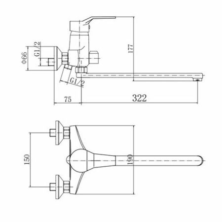 Смеситель для ванны FASHUN A2263, хром