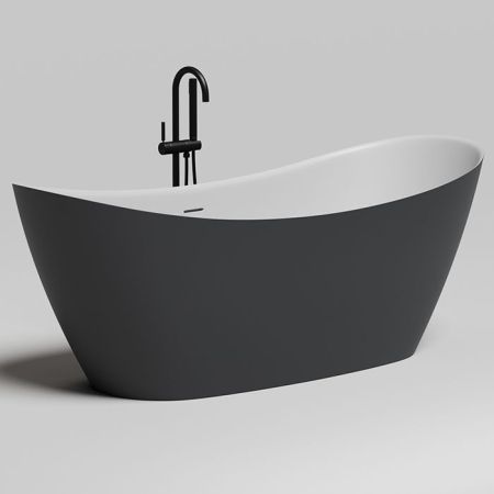 Salini NOEMI Ванна отдельностоящая 1700х750х690мм, донный клапан белый, сифон,  слив-перелив, мат-л: S-Stone, матовый снаружи RAL 9011, артикул 101722MRH RAL9011 снаружи