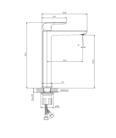 Смеситель для раковины высокий DQ Düsseldorf хром (DA1722001), артикул DA1722001