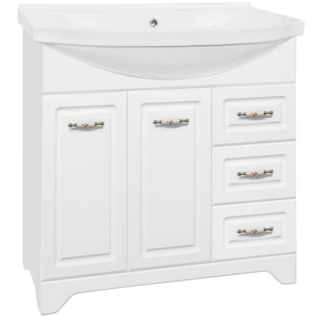 Тумба с раковиной Style Line Олеандр-2 90 (3 ящ.) под умывальник Эльбрус 90, белая, артикул ЛС-00000241