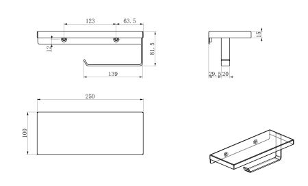 Держатель для туалетной бумаги с полкой WONZON & WOGHAND, Черный матовый (WW-V2801-MB), артикул WW-V2801-MB