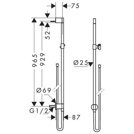 AX One Душевая штанга со шлангом, матовый черный AX One Душевая штанга со шлангом, матовый черный