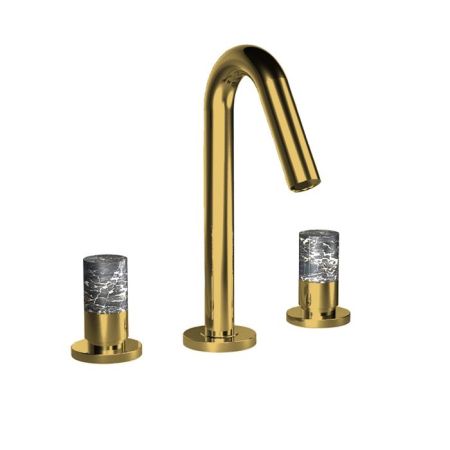 Bongio Aqua Смеситель для раковины на 3 отв, ручки черный мрамор, цвет золото