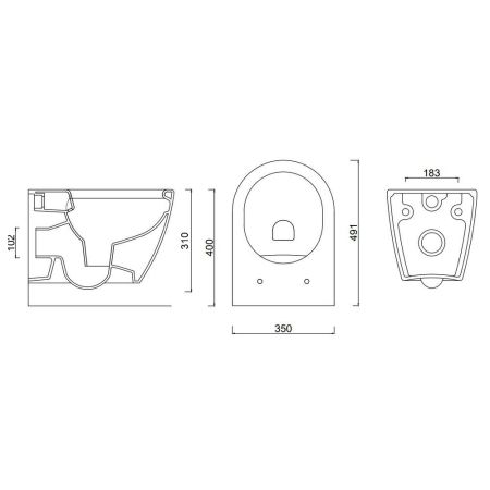 Унитаз подвесной безободковый GURAL Uno 49 см UN41DAK00