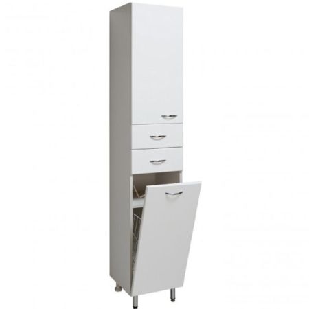 Шкаф пенал Runo 35 4620750021184 с бельевой корзиной L Белый