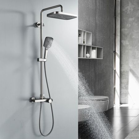 Душевая система с термостатом Rose R1896T-6, пепельный, артикул R1896T-6