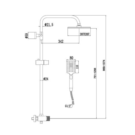 Душевая система Savol S-602042H, черный, артикул S-602042H