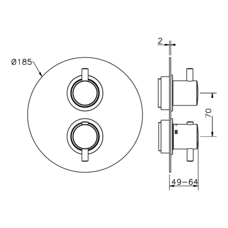 Смеситель для душа, Cisal, Less New, тип регулирования воды-термостатический картридж, тип установки-встраиваемый, внутренняя часть-необходимо заказать, цвет-Matt Black, артикул LN01810040