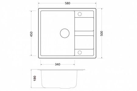 Кухонная мойка ZorG Granit GR 580 BLACK BRONZE Черный / Бронза, артикул GR 580 BLACK BRONZE