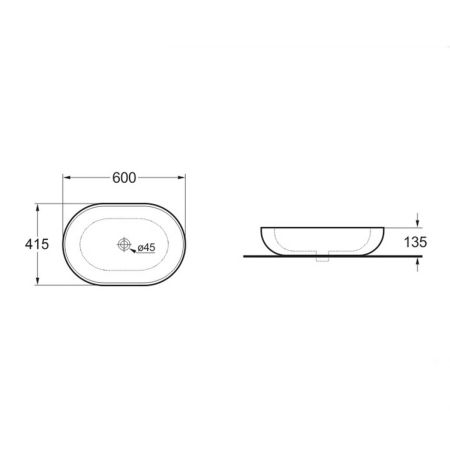 Раковина керамическая Vincea VBS-113MB, 600*415*135, накладная, цвет черный матовый, артикул VBS-113MB