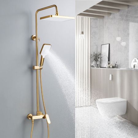 Душевая система Shevanik S4536G, золотой сатин